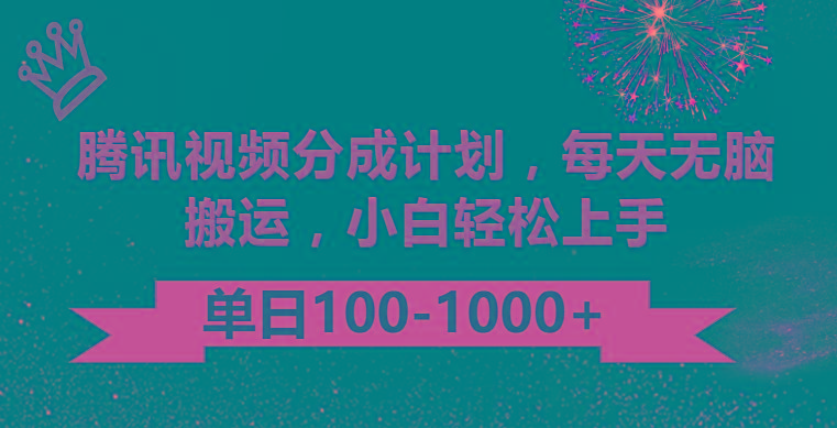 腾讯视频分成计划最新玩法,无脑搬运,日入100-1000-吾爱云课堂