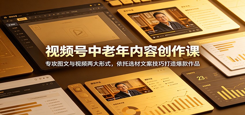 视频号中老年内容创作课：专攻图文与视频两大形式，依托选材文案技巧打造爆款作品-吾爱云课堂