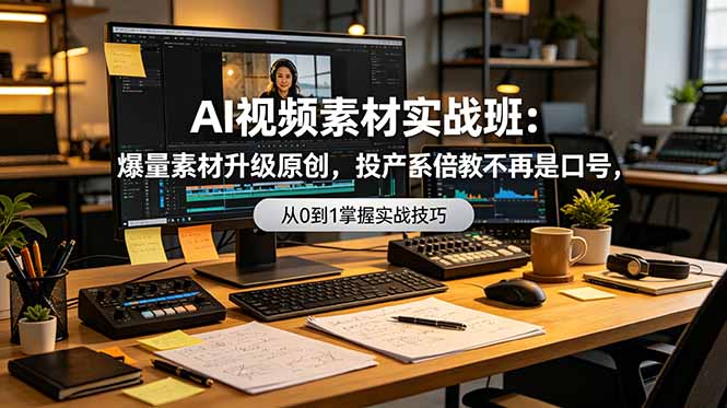 AI视频素材实战班：爆量素材升级原创，投产翻倍不再是口号，0-1系统教学实战落地-吾爱云课堂