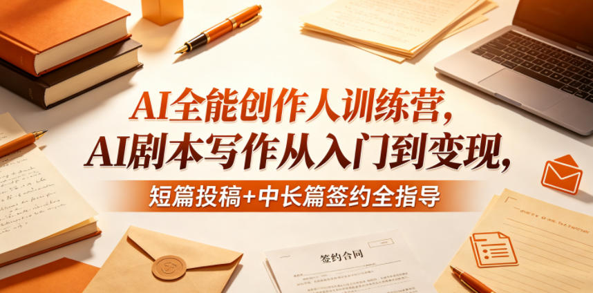 AI全能创作人训练营，AI剧本写作从入门到变现，短篇投稿+中长篇签约全指导-吾爱云课堂
