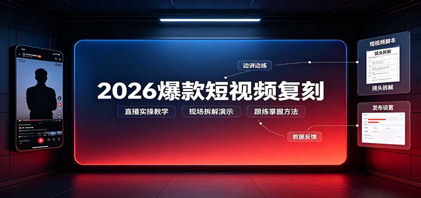 2026爆款短视频复刻：直播实操教学，配套文字文档掌握全流程-吾爱云课堂