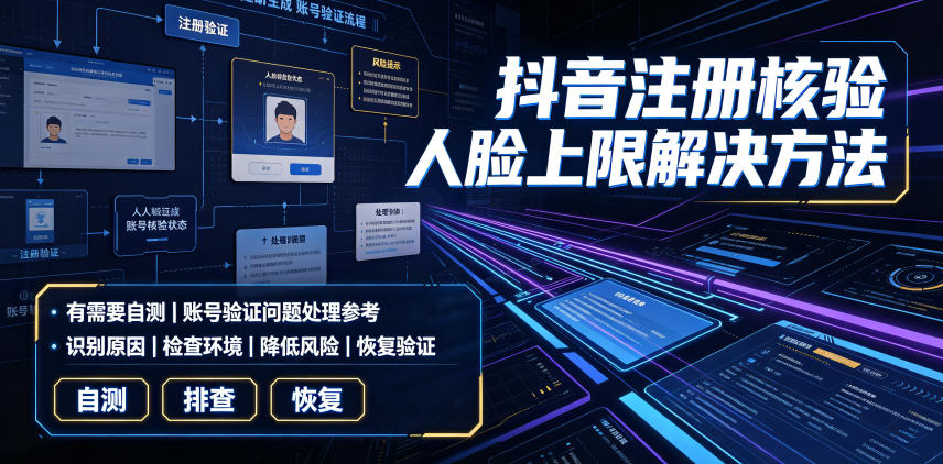 抖音注册核验人脸上限解决方法，有需要自测-吾爱云课堂