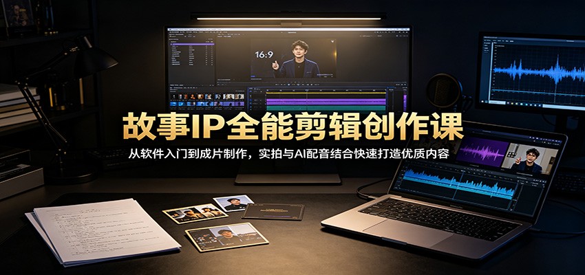 故事IP全能剪辑创作课：从软件入门到成片制作，实拍与AI配音结合快速打造优质内容-吾爱云课堂