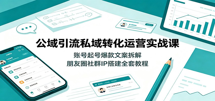 公域引流私域转化运营实战课：账号起号爆款文案拆解，朋友圈社群IP搭建全套教程-吾爱云课堂
