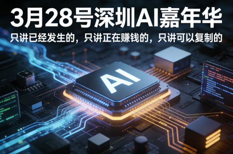 3月28号深圳AI嘉年华，只讲已经发生的，只讲正在賺钱的，只讲可以复制的-吾爱云课堂