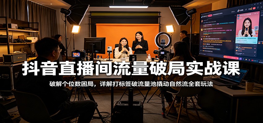 抖音直播间流量破局实战课：破解个位数困局，详解打标签破流量池撬动自然流全套玩法-吾爱云课堂