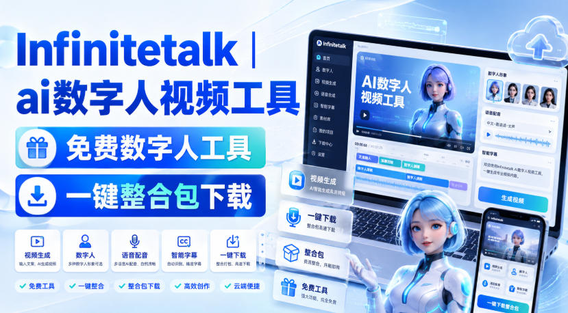 Infinitetalk丨ai数字人视频工具，免费数字人工具，一键整合包下载-吾爱云课堂