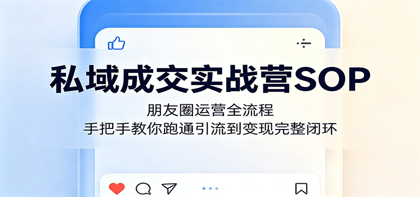 私域成交实战营SOP：朋友圈运营全流程，手把手教你跑通引流到变现完整闭环-吾爱云课堂