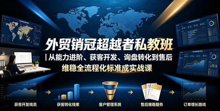 外贸销冠超越者私教班|从能力进阶、获客开发、询盘转化到售后维稳全流程标准化成交实战课-吾爱云课堂