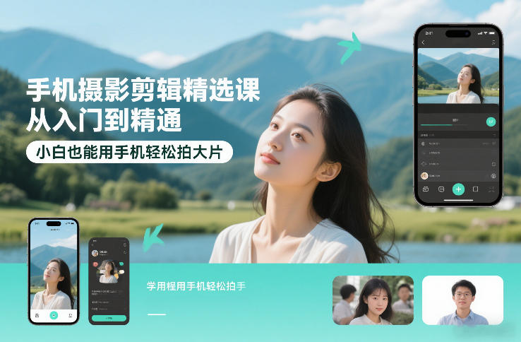 手机摄影剪辑精选课，从入门到精通，小白也能用手机轻松拍大片-吾爱云课堂