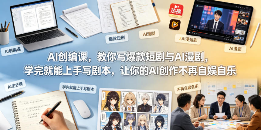 AI创编课，教你写爆款短剧与AI漫剧，学完就能上手写剧本，让你的AI创作不再自娱自乐-吾爱云课堂