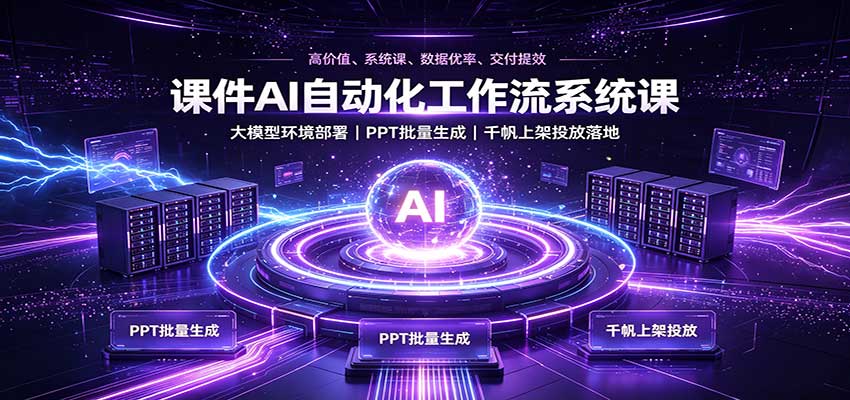 课件AI自动化工作流系统课：大模型环境部署，PPT批量生成，千帆上架投放落地-吾爱云课堂