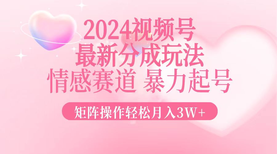 2024最新视频号分成玩法,情感赛道,暴力起号,矩阵操作轻松月入3W+-吾爱云课堂
