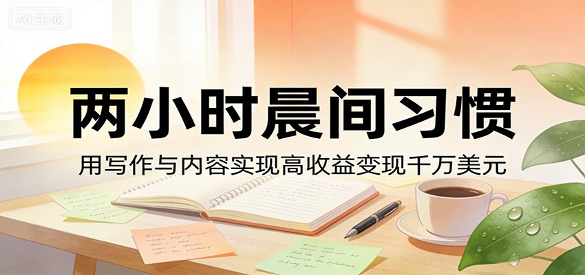 付费文章：两小时晨间习惯，用写作与内容实现高收益变现千万美元-吾爱云课堂