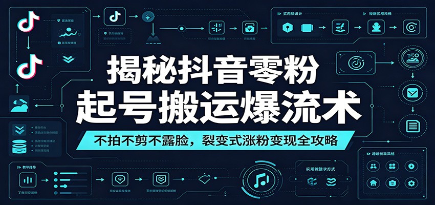 揭秘抖音零粉起号搬运爆流术：不拍不剪不露脸，裂变式涨粉变现全攻略-吾爱云课堂