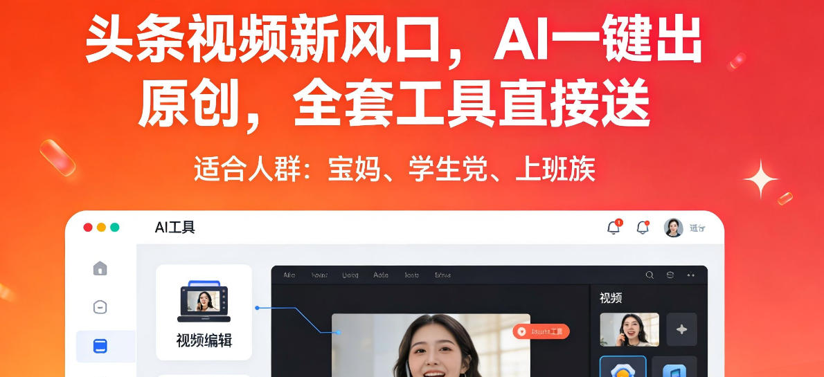 头条视频新风口，AI一键出原创，全套工具直接送，人人可做，有手就行【揭秘】-吾爱云课堂