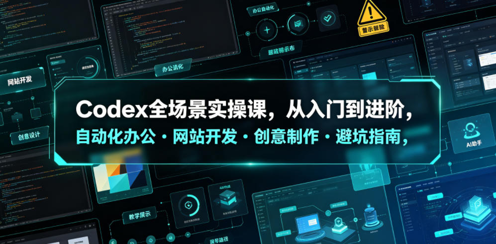 Codex全场景实操课，从入门到进阶，自动化办公・网站开发・创意制作・避坑指南，全流程教学-吾爱云课堂