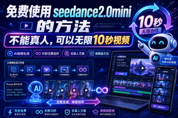 免费使用seedance2.0mini的方法，不能真人，可以无限10秒视频，9图+3音频参考-吾爱云课堂