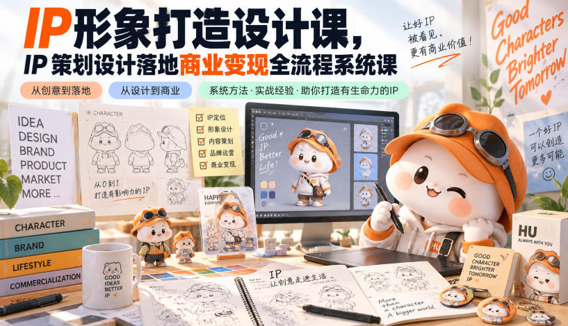 IP形象打造设计课，IP策划设计落地商业变现全流程系统课-吾爱云课堂