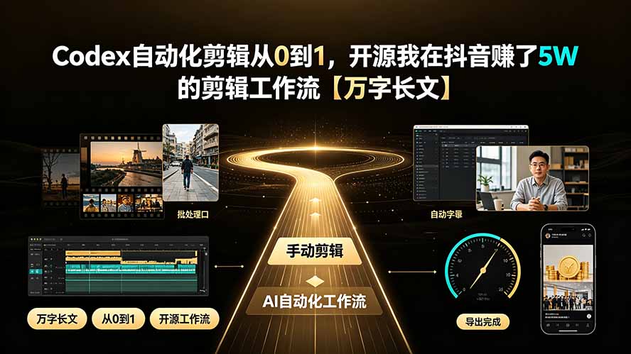 Codex自动化剪辑从0到1，开源我在抖音赚了5W 的剪辑工作流【万字长文】-吾爱云课堂