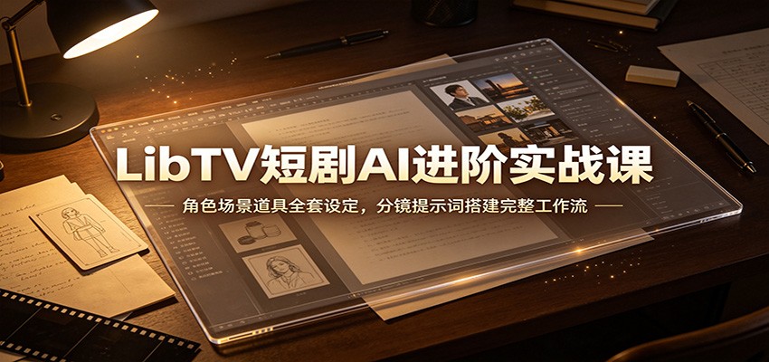LibTV短剧AI进阶实战课：角色场景道具全套设定，分镜提示词搭建完整工作流-吾爱云课堂