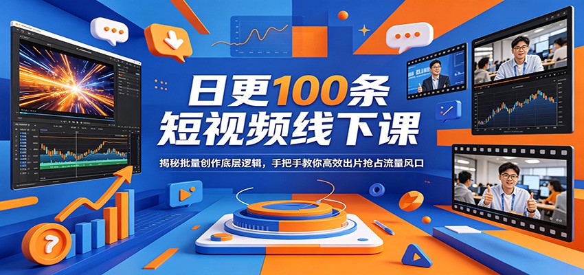 日更100条短视频线下课：揭秘批量创作底层逻辑，手把手教你高效出片抢占流量风口-吾爱云课堂
