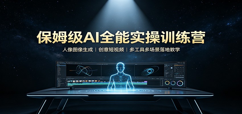 保姆级AI全能实操训练营：人像图像生成，创意短视频，多工具多场景落地教学-吾爱云课堂