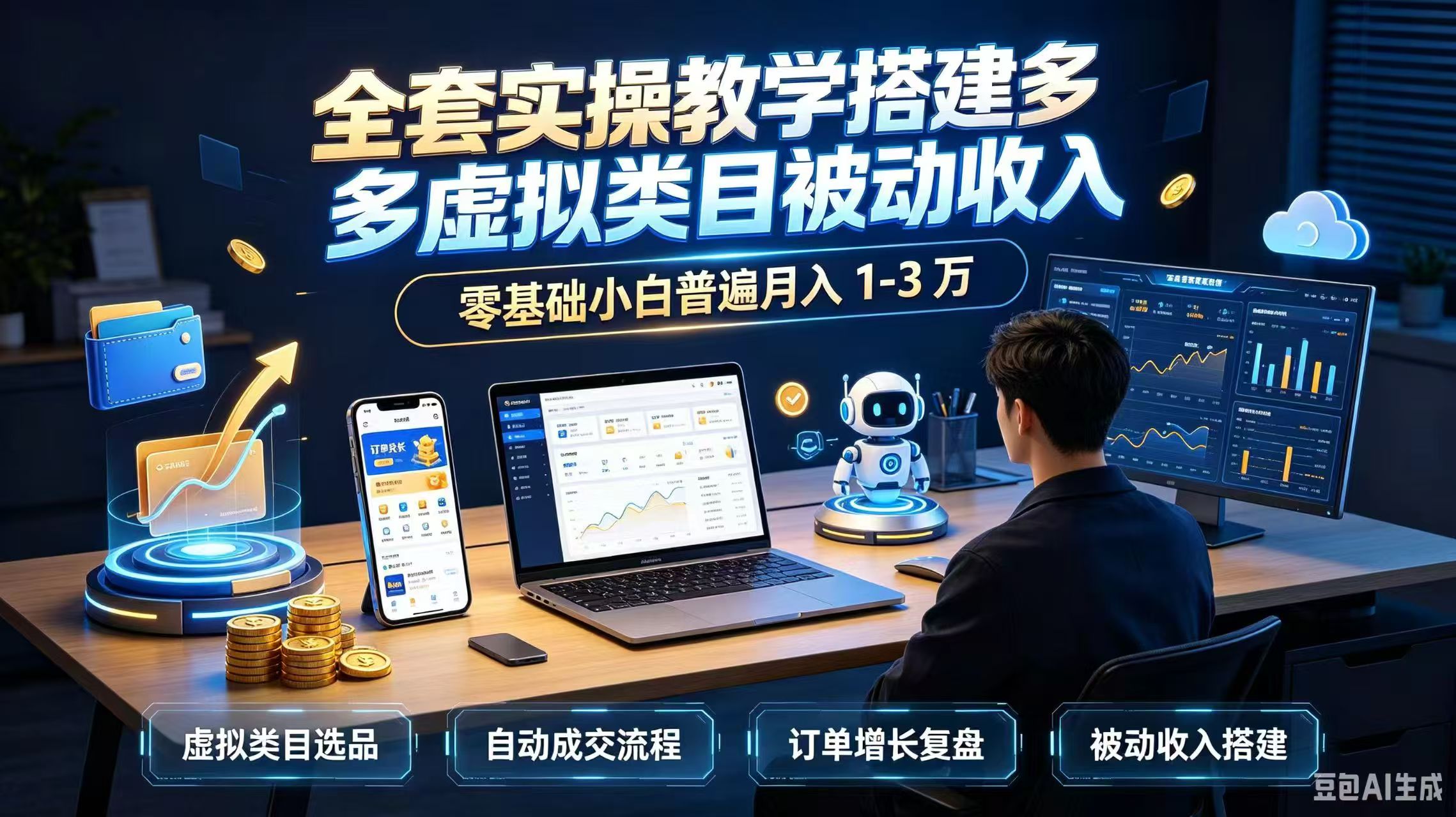 全套实操教学搭建多多虚拟类目被动收入，零基础小白普遍月入 1-3 万-吾爱云课堂