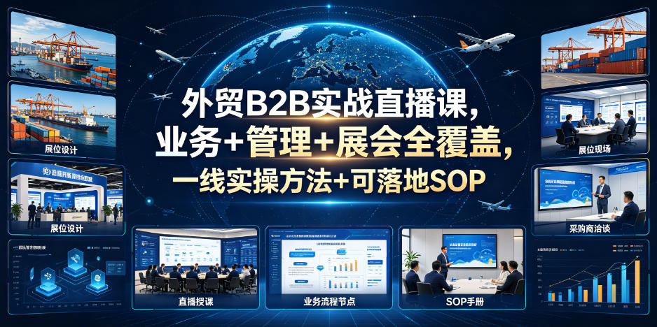 外贸B2B实战直播课，业务+管理+展会全覆盖，一线实操方法+可落地SOP-吾爱云课堂
