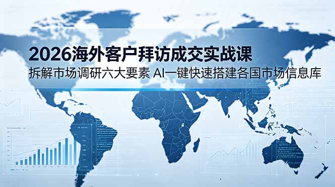 2026海外客户拜访成交实战课：拆解市场调研六大要素，AI一键快速搭建各国市场信息库-吾爱云课堂