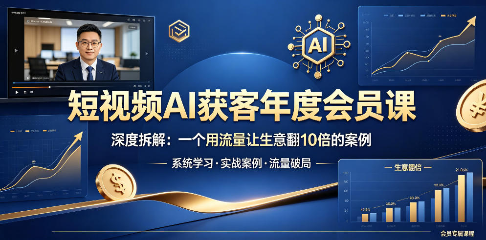 短视频AI获客年度会员课，深度拆解，一个用流量让生意翻10倍的案例-吾爱云课堂