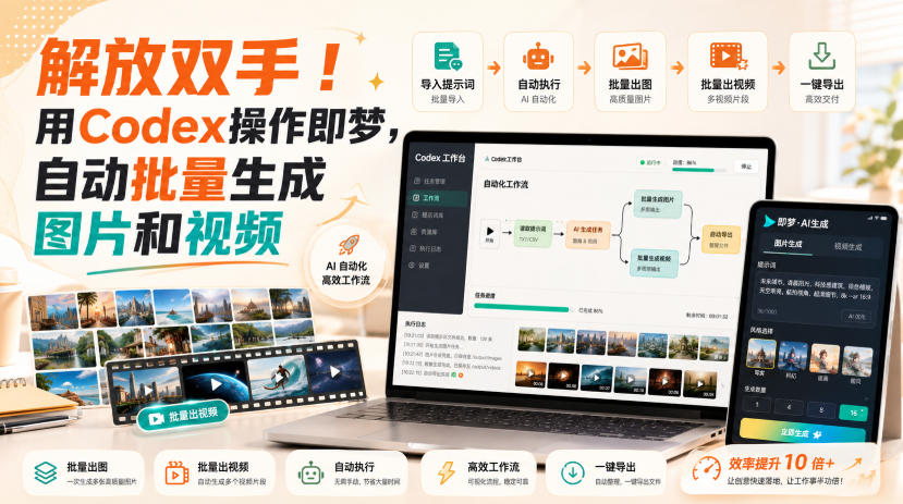 解放双手！用Codex操作即梦，自动批量生成图片和视频-吾爱云课堂