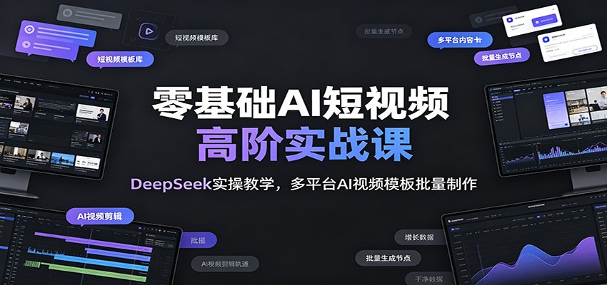零基础AI短视频高阶实战课：DeepSeek实操教学，多平台AI视频模板批量制作-吾爱云课堂