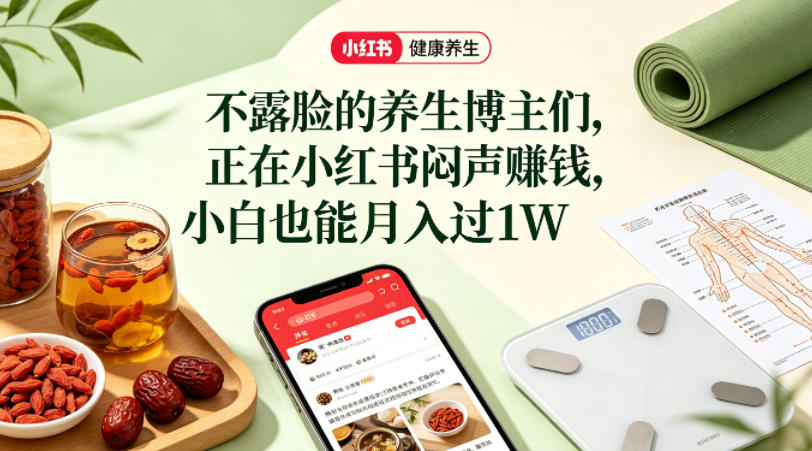 小红书健康养生科普图文赛道，不露脸的养生博主们，正在小红书闷声賺钱，小白也能月入过1W-吾爱云课堂
