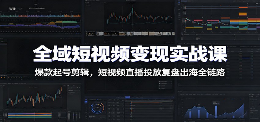 全域短视频变现实战课：爆款起号剪辑，短视频直播投放复盘出海全链路-吾爱云课堂