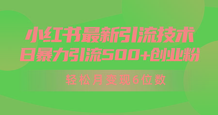 (9871期)日引500+月变现六位数24年最新小红书暴力引流兼职粉教程-吾爱云课堂