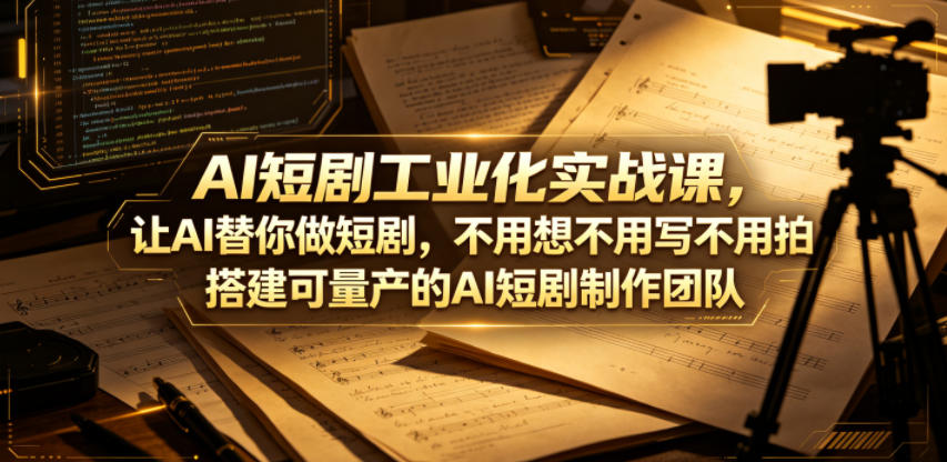 AI短剧工业化实战课，让AI替你做短剧，不用想不用写不用拍，搭建可量产的AI短剧制作团队-吾爱云课堂