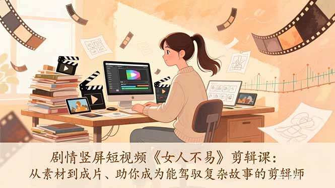 剧情竖屏短视频《女人不易》剪辑课：从素材到成片、助你成为能驾驭复杂故事的剪辑师-吾爱云课堂