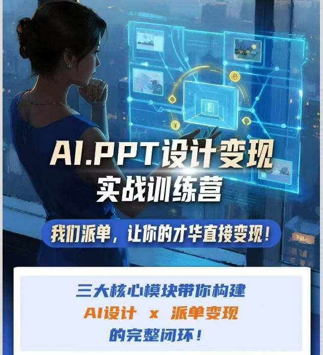 AI+PPT设计变现实战训练营，我们派单，让你的才华直接变现，三大核心模块带你构建Al设计x派单变现的完整闭环-吾爱云课堂