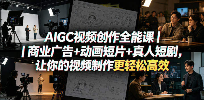 AIGC视频创作全能课｜商业广告+动画短片+真人短剧，让你的视频制作更轻松高效-吾爱云课堂