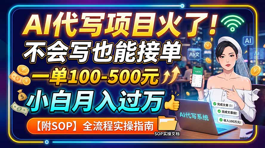 AI代写项目火了！不会写也能接单，一单100-500元，小白月入过万【附SOP】-吾爱云课堂
