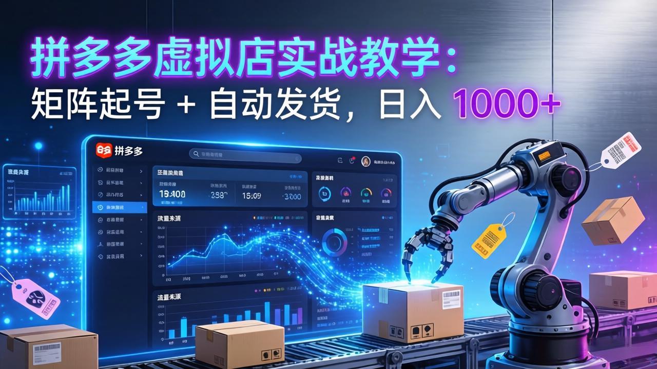 拼多多虚拟店实战教学：矩阵起号 + 自动发货，日入 1000+-吾爱云课堂