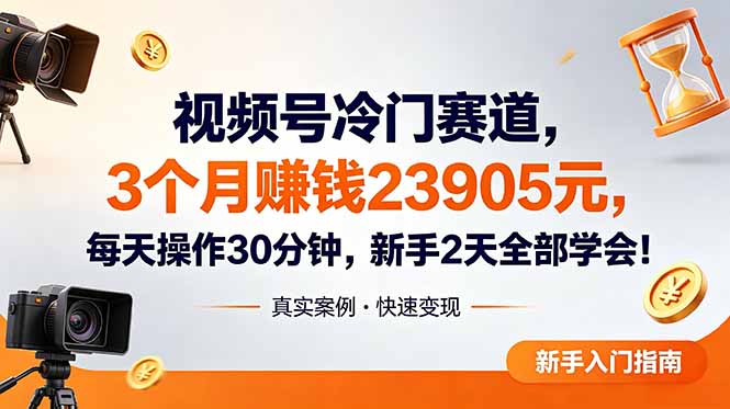视频号冷门赛道，3个月变现23905元，新手2天学会 每天操作30分钟！-吾爱云课堂