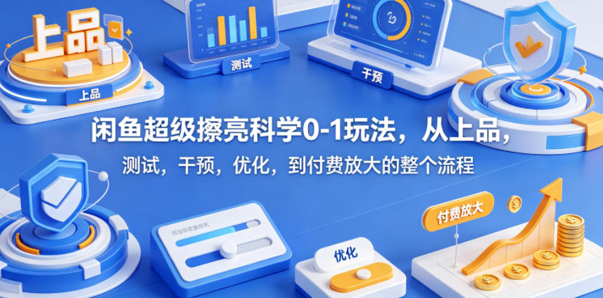 闲鱼超级擦亮科学0-1玩法，从上品，测试，干预，优化，到付费放大的整个流程-吾爱云课堂