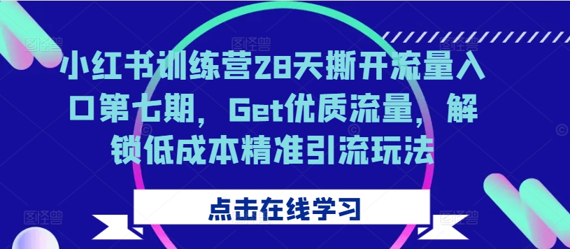 小红书训练营28天撕开流量入口第七期，Get优质流量，解锁低成本精准引流玩法-吾爱云课堂