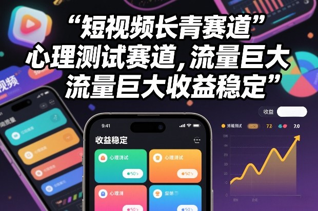 短视频长青赛道，心里测试赛道，流量巨大，收益稳定-吾爱云课堂