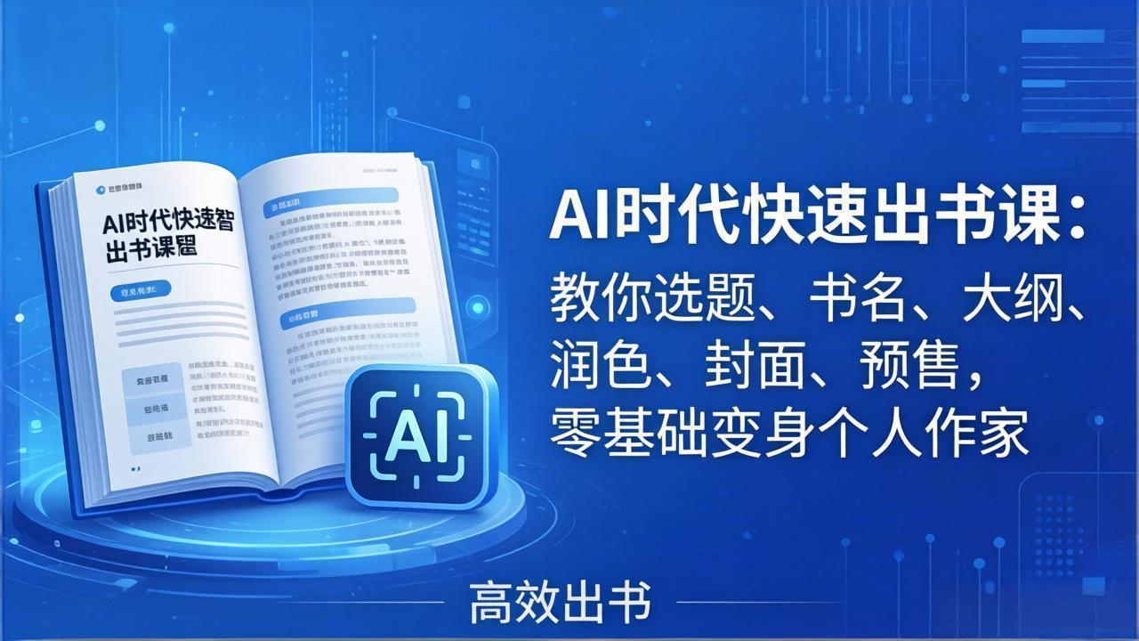 AI时代7天闪电出书课：教你选题、书名、大纲、润色、封面、预售，零基础变身个人作家-吾爱云课堂