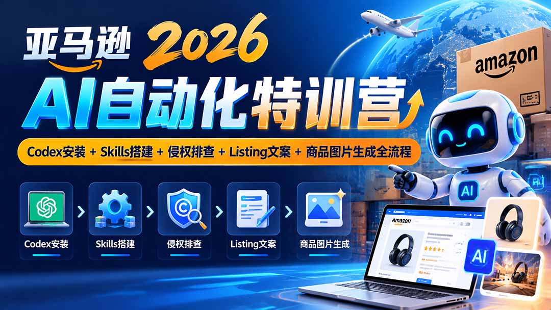亚马逊2026AI自动化-10月特训营：Codex安装+Skills搭建+侵权排查+Listing文案+商品图片生成全流程-吾爱云课堂