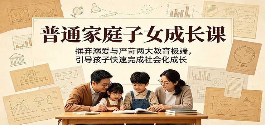 普通家庭子女成长课：摒弃溺爱与严苛两大教育极端，引导孩子快速完成社会化成长-吾爱云课堂