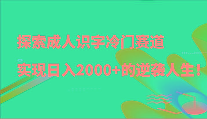 探索成人识字冷门赛道,实现日入2000+的逆袭人生!-吾爱云课堂